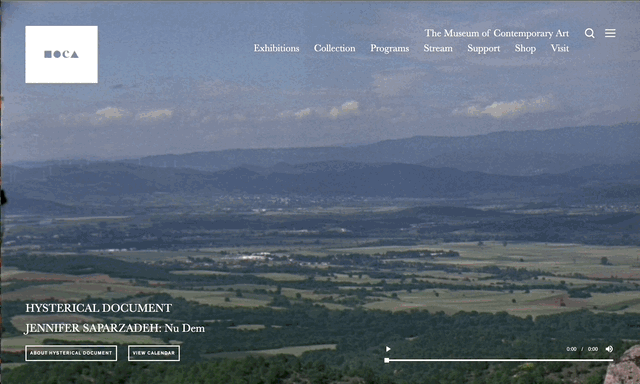 Screen capture of MOCA Screen mini site