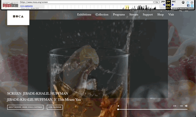 Screen capture of MOCA Screen mini site