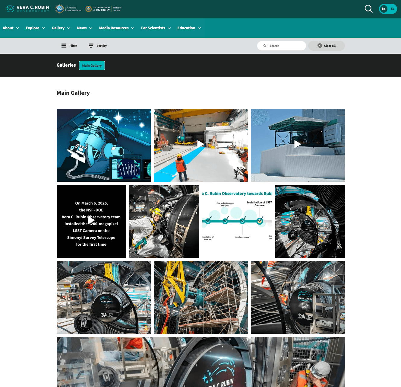 Screenshot of Rubin Observatory gallery page